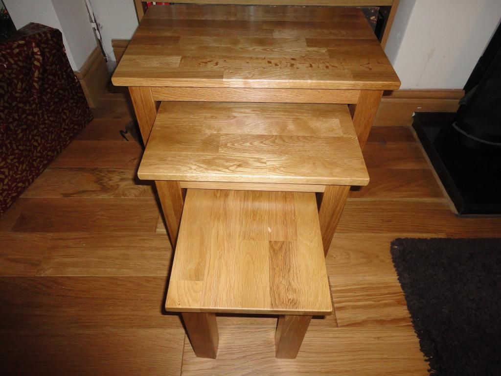 Solid Oak nest of tables £49.99 Home Bargains (Instore only) HotUKDeals