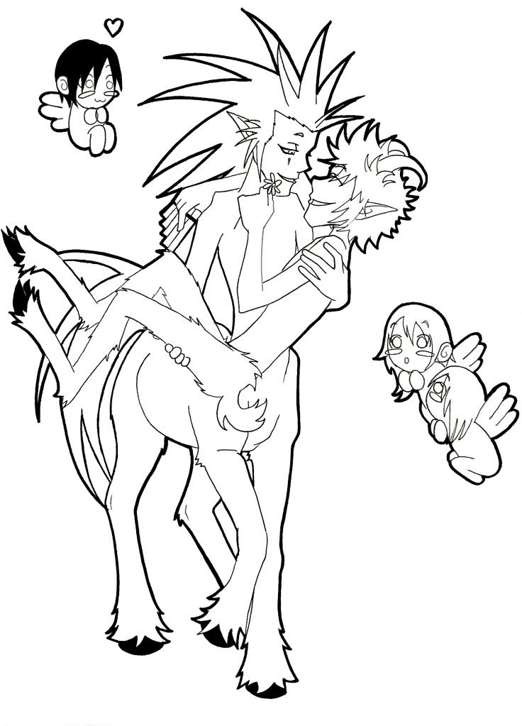 akuroku,axel,roxas,axelxroxas,roxasxaxel,yaoi,kingdom hearts,centaur,faun,satyr,kairi,namine,xion,art,deviantart,spoony monster,spoony_monster,lineart