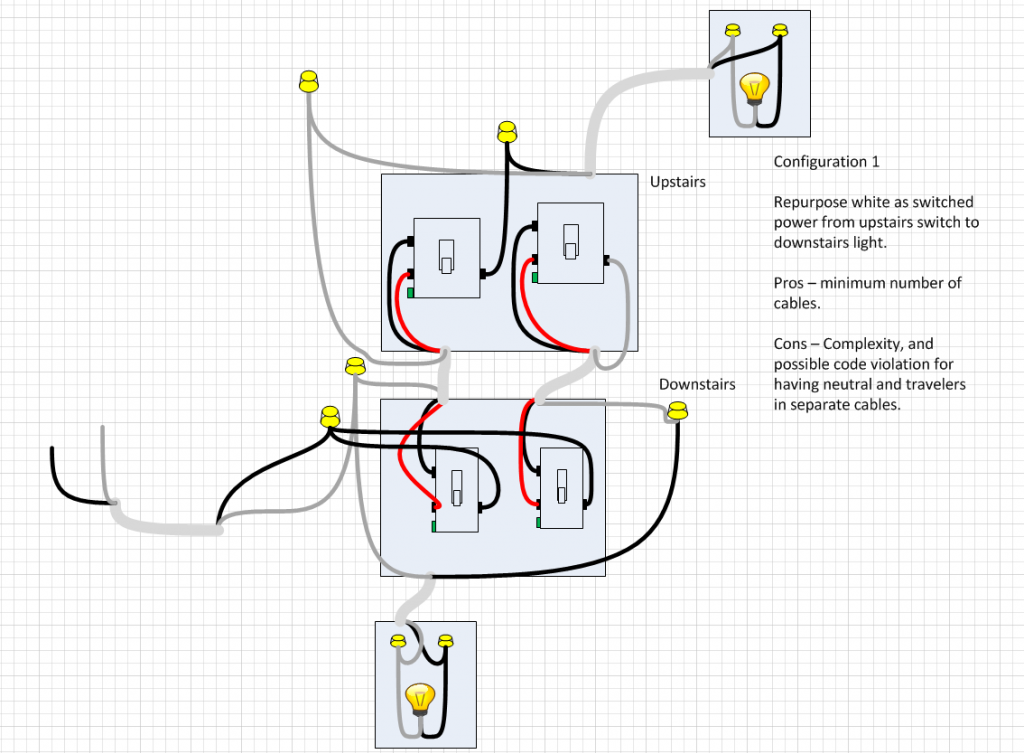 2 lights, 4 3-way switches | DIY Home Improvement Forum