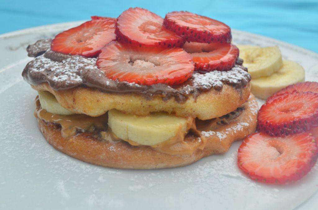Lazy Summer Breakfasts Recipe Peanut Butter Nutella Bagel French Toast with Strawberries and