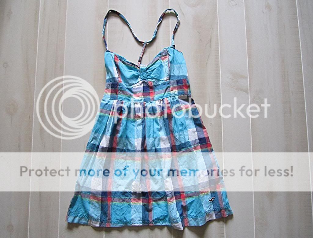 Hollister by Abercrombie Blue Red Plaid Logo Summer Dress Cute Pretty XS s M L
