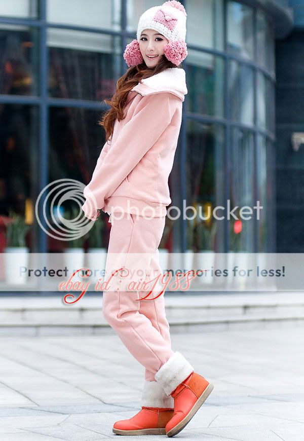   Fur Sweatsuit Tracksuit Long Sportswear Outfit Set Jacket Pants  