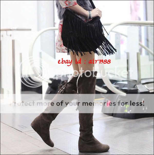 Womens Lovely Warm Winter Snow Knee High Boots Heels Shoes Back Straps 