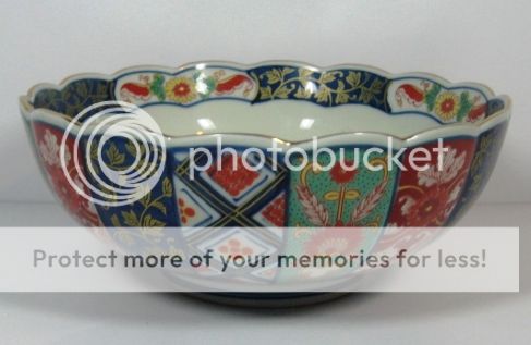 Japanese Imari Style Bowl Scalloped Rim Hand Painted Marked